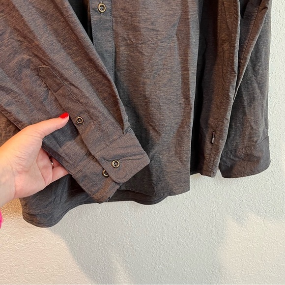 Men’s Swiss tech gray casual button down long sleeve shirt size large L - Picture 3 of 6
